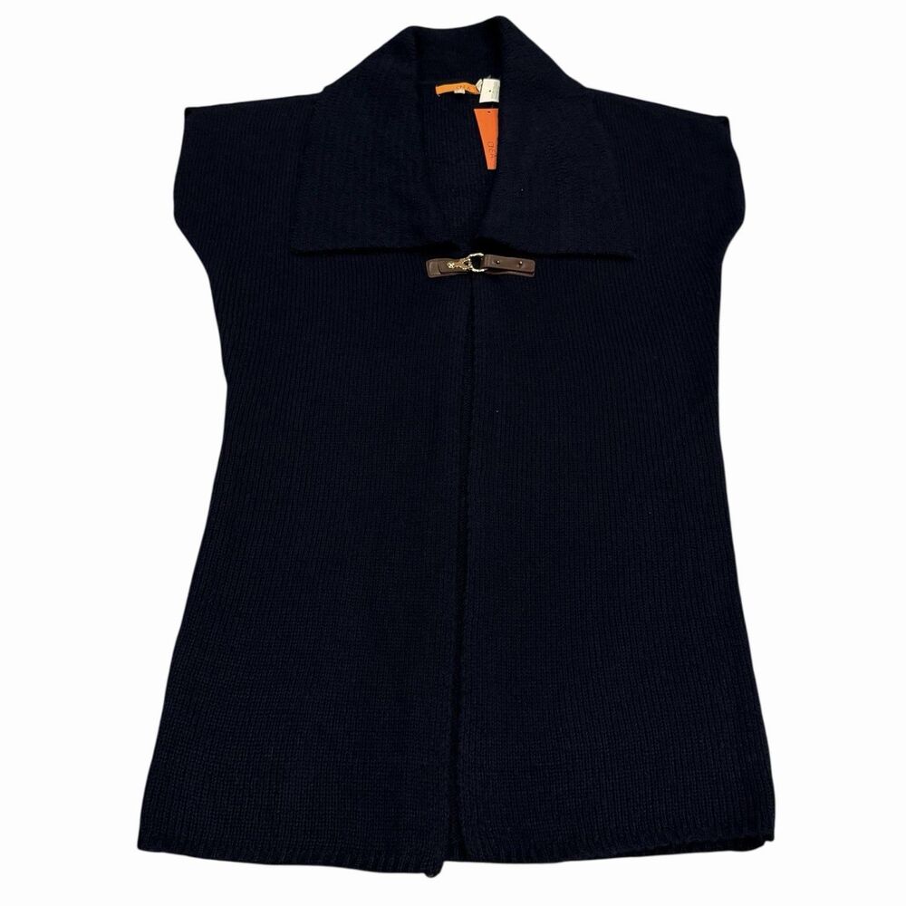 One A Cardigan Sweater Womens Knit Medium Navy Blue Sleeveless Top NEW NWT